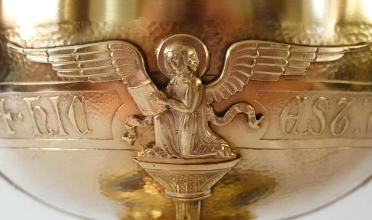 Solid silver gilt antique French Romanesque Chalice.